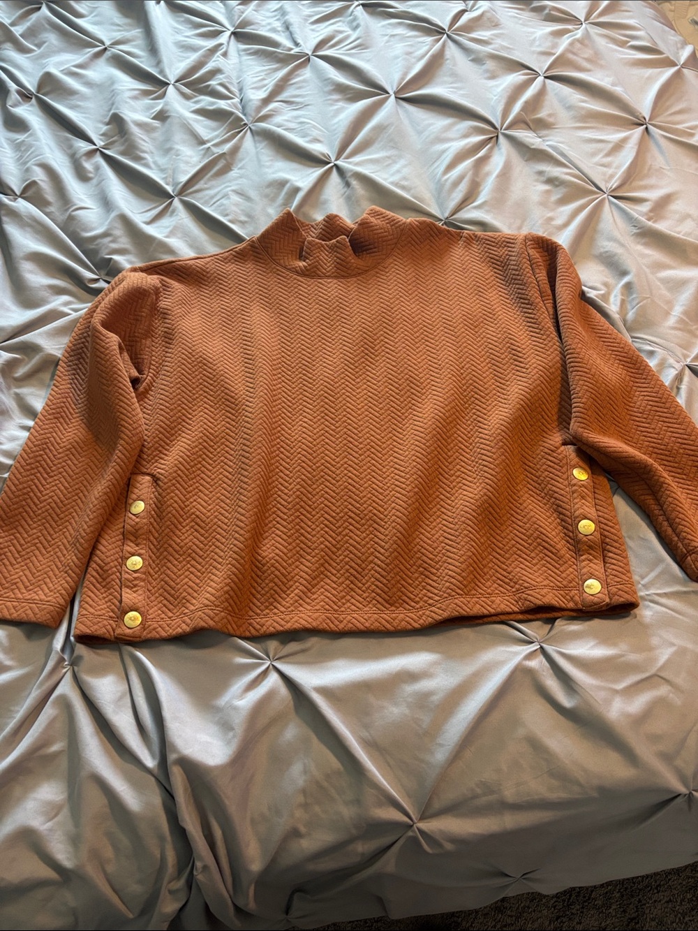 J. Crew Rust Orange Quilted Mock Neck Pullover